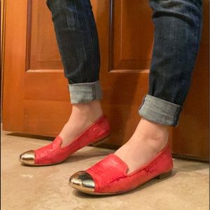 Sam Edelman Coral Flats with Gold Toe Tips size 7